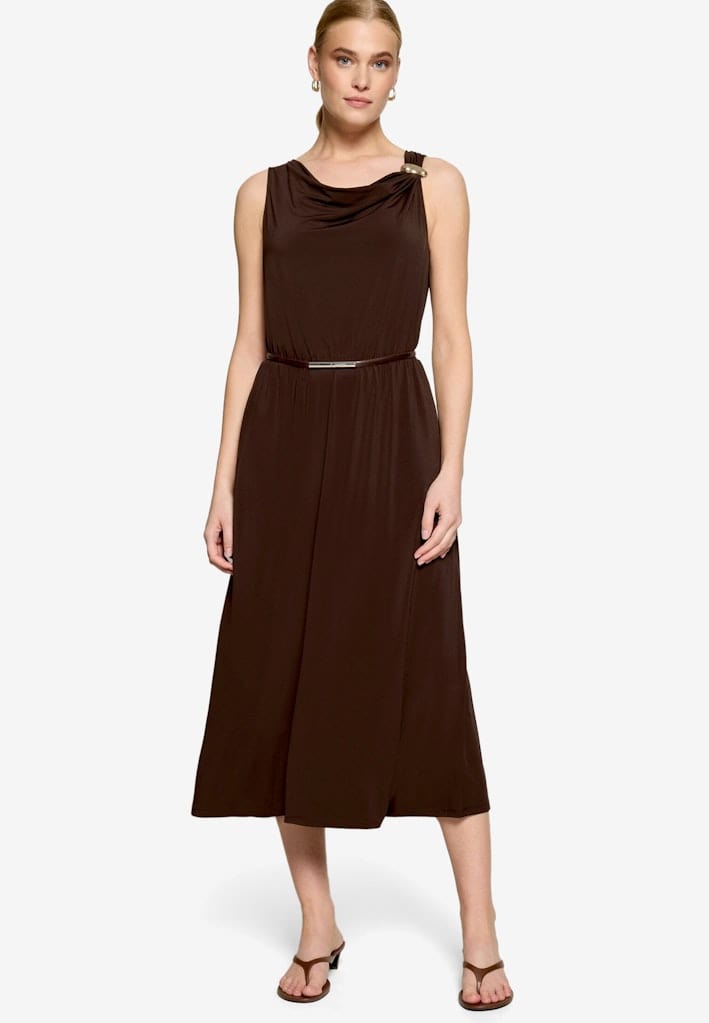 Midikleid tailliert mit Wasserfallausschnitt