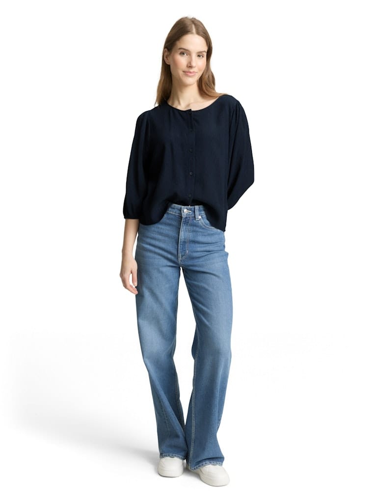Crinkle Bluse mit Knopfleiste