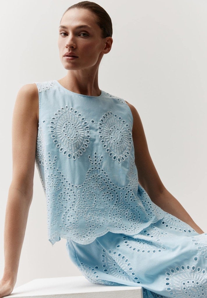 Blusentop mit Lockstickerei