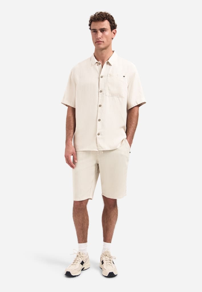 Shirt Short Sleeve With Linen, Garment Dyed
