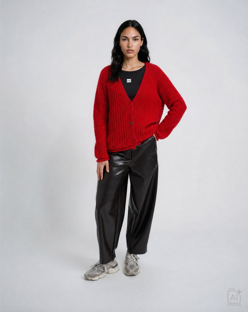Hairy Raglan V-neck Cardigan