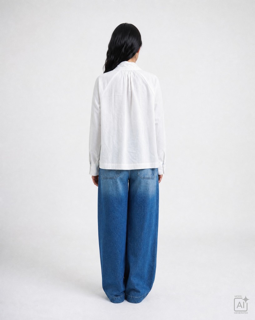 Raglan Blouse with Scarf Collar
