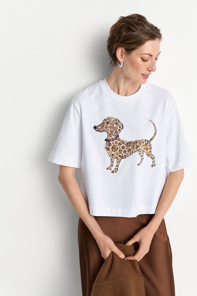 Gentle Fit T-Shirt with Dog Print