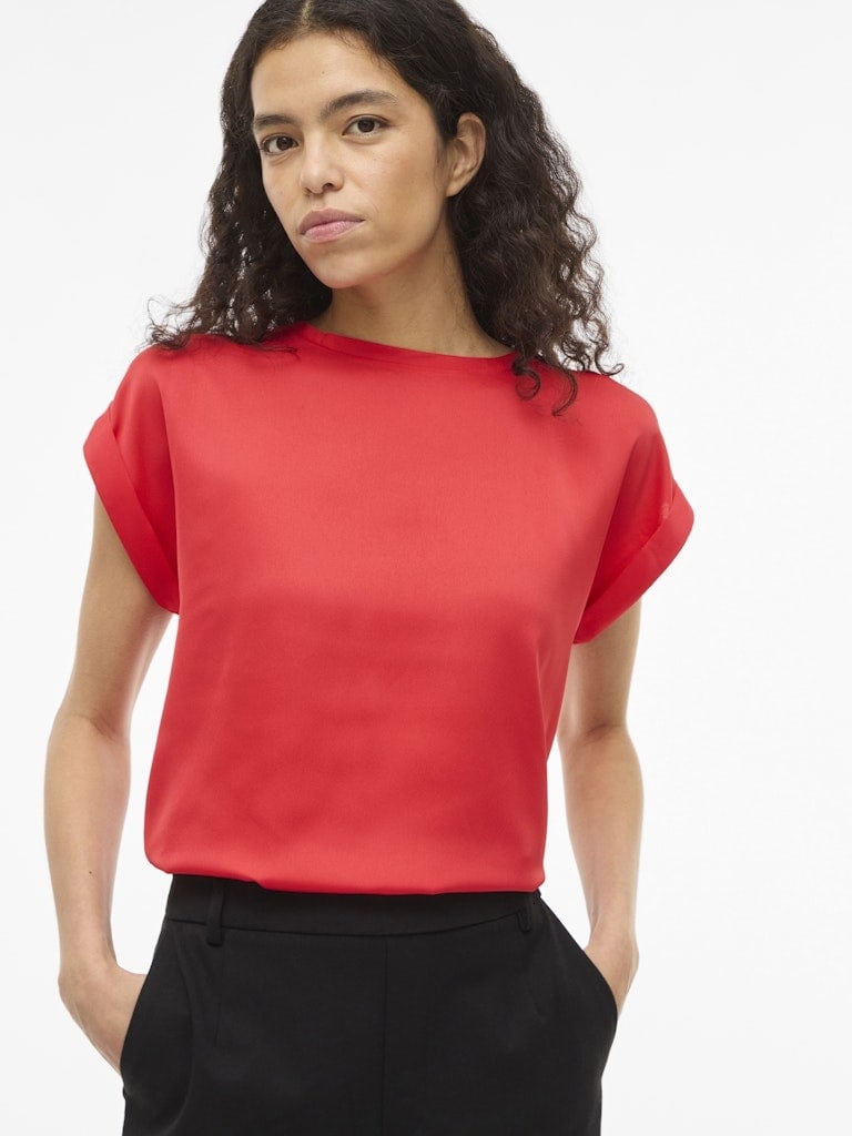 VIELLETTE S/S SATIN TOP - NOOS