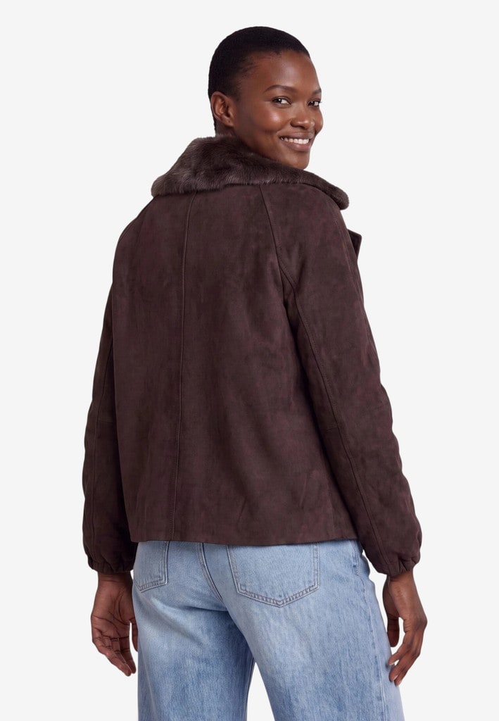 Jacke in Velourslederoptik