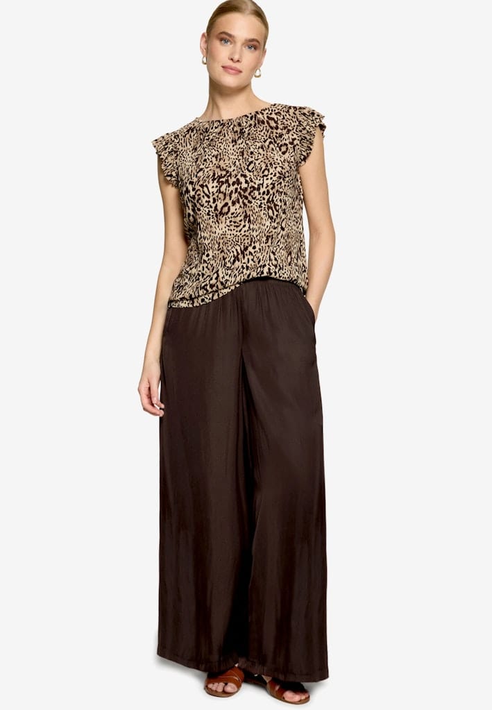 T-Shirt gerafft mit Leoprint