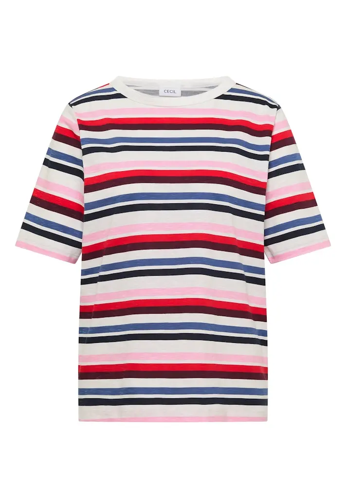 Kurzarm Shirt mit Multicolor Streifen
