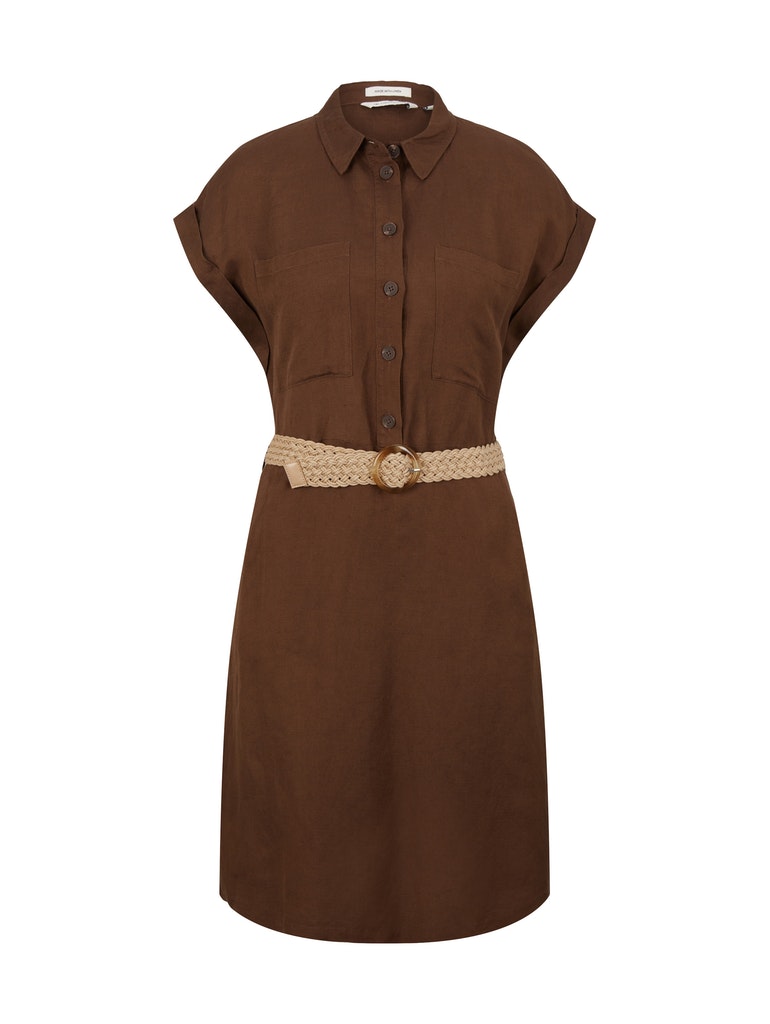 linen mix dress with belt