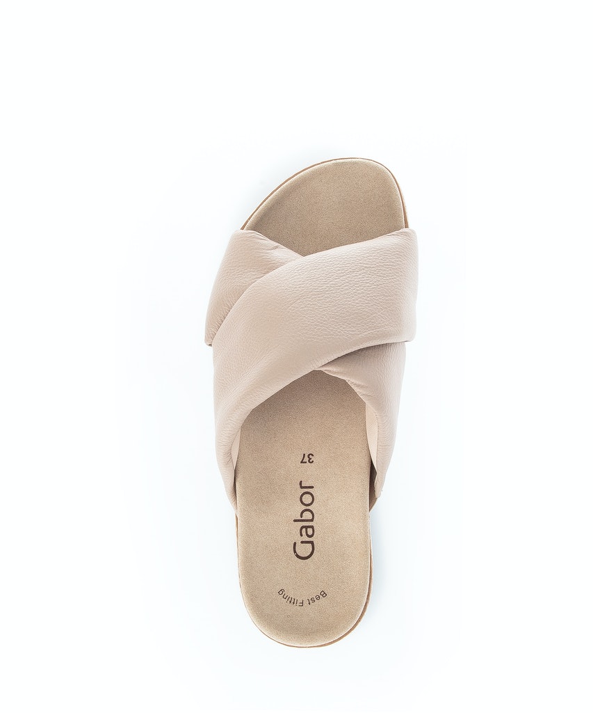 Pantoletten Glattleder beige