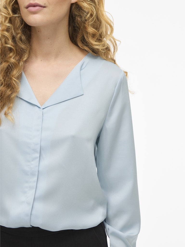 VIELLETTE V-NECK L/S SATIN SHIRT - NOOS