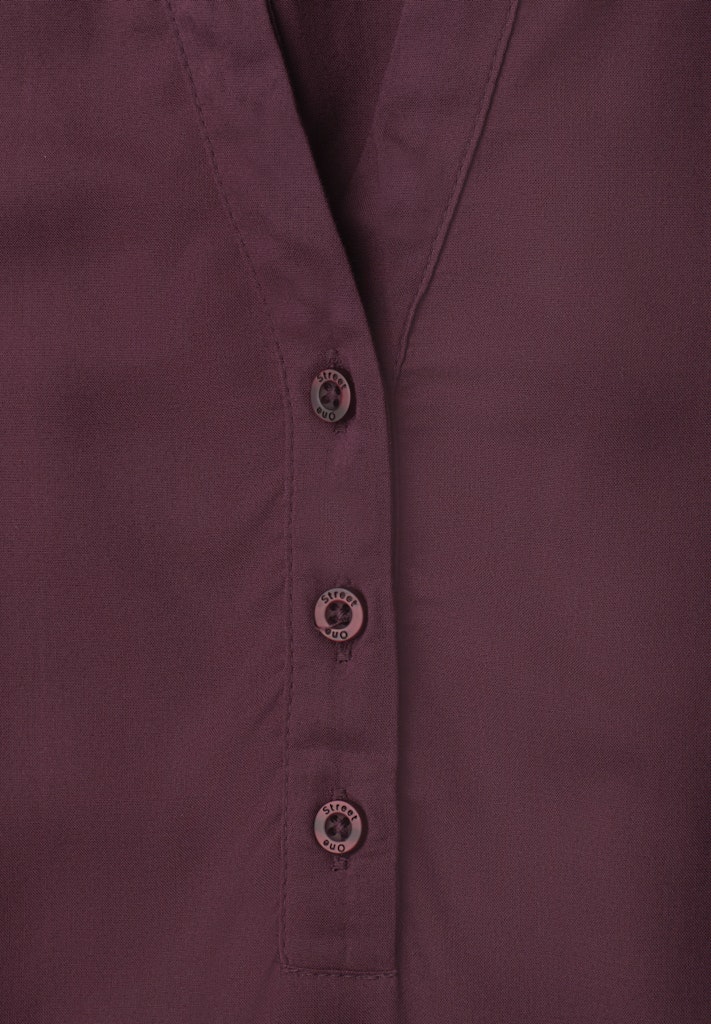 Kurzarm Bluse mit Split Neck und Elastiksaum