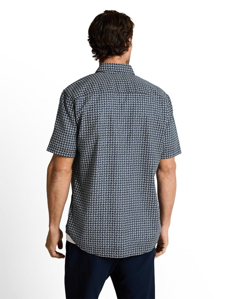 Regular Fit Kurzarmhemd mit Leinenanteil