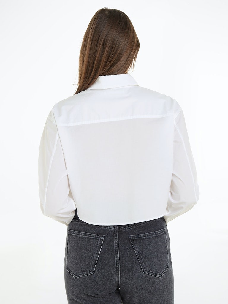 WOVEN LABEL CROPPED LS SHIRT | WHITE | M | 1491148.8720108950350