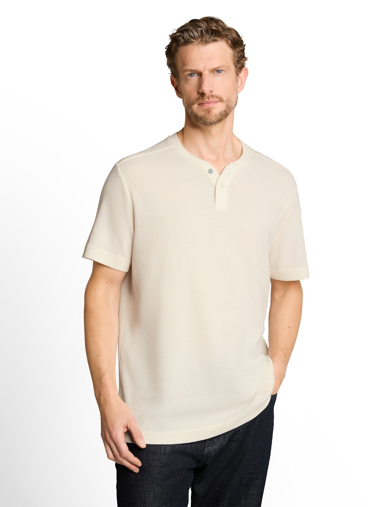 Henley T-Shirt mit Waffelstruktur