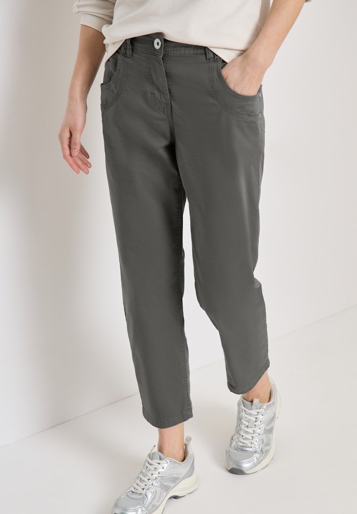 Mid Waist Slim Leg Hose im Casual Fit