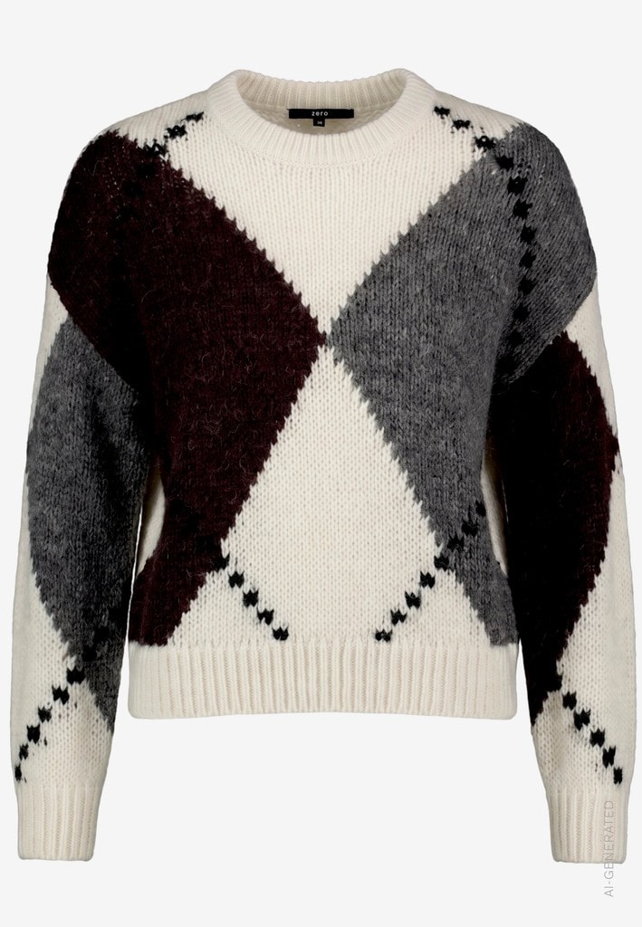 Grobstrick-Pullover mit Intarsie