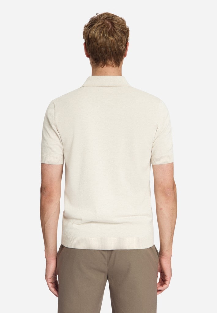 Pullover Short Sleeve Polo Zip Melange