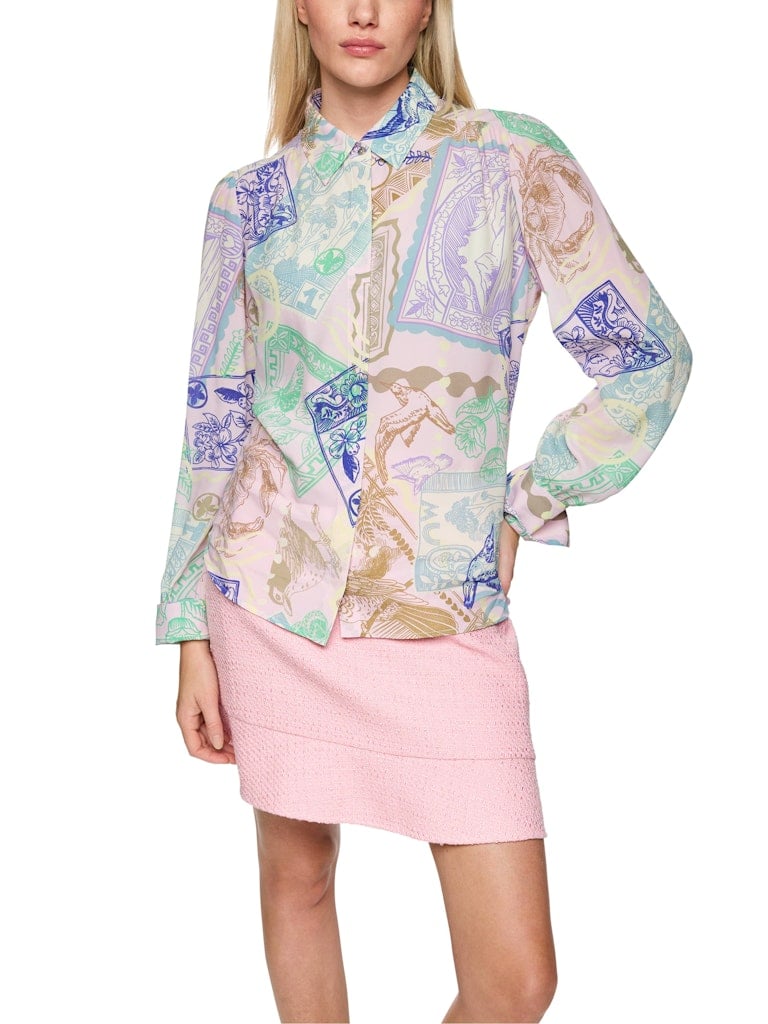 Hemdbluse mit Stamps Print