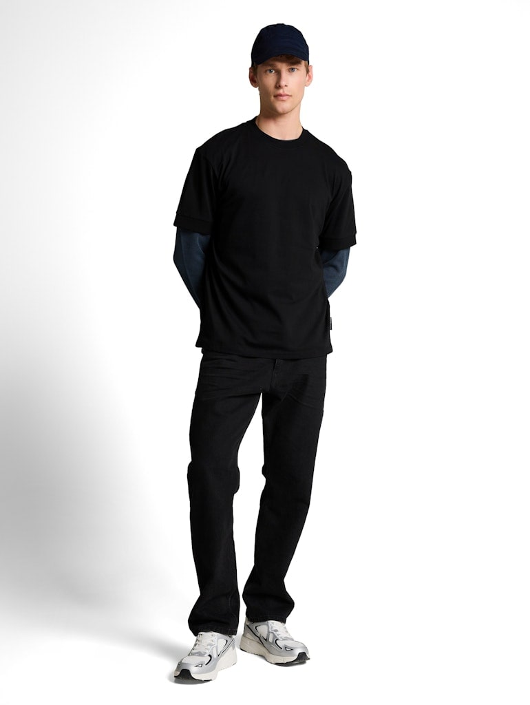 Relaxed Fit T-Shirt mit Rippbündchen