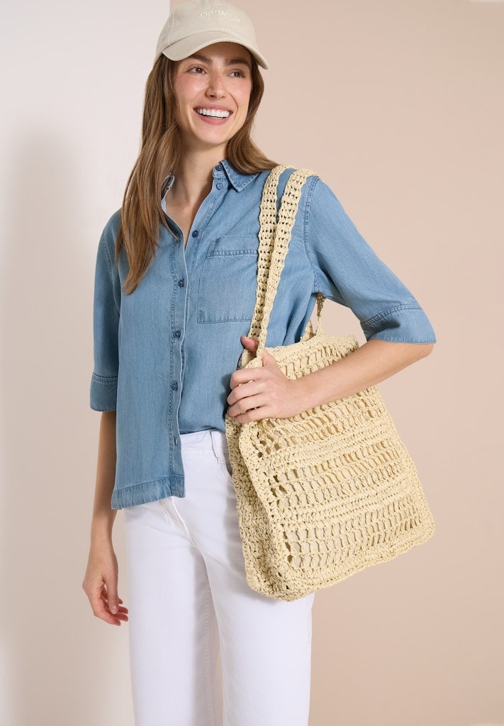 Kurzarm Hemdbluse im Denim-Look