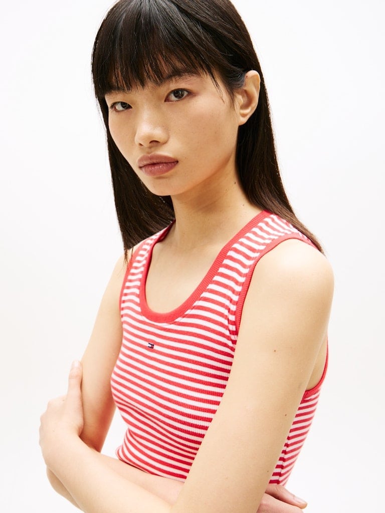Ribbed Slim Scoop Neck Tank Top
