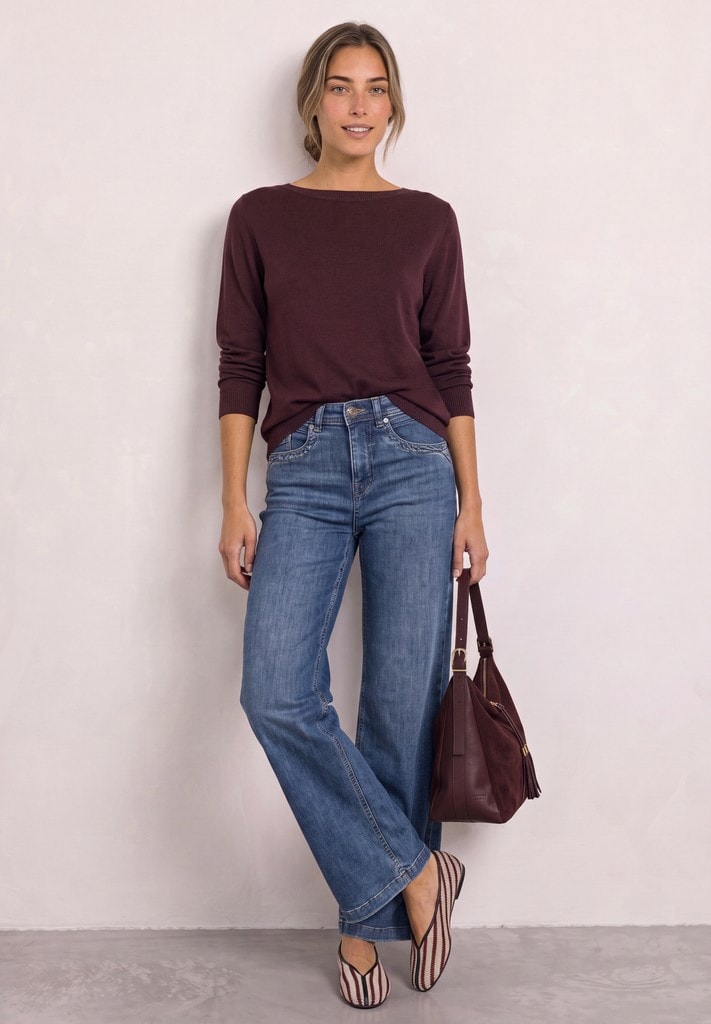 Basic Pullover mit U-Boot-Ausschnitt