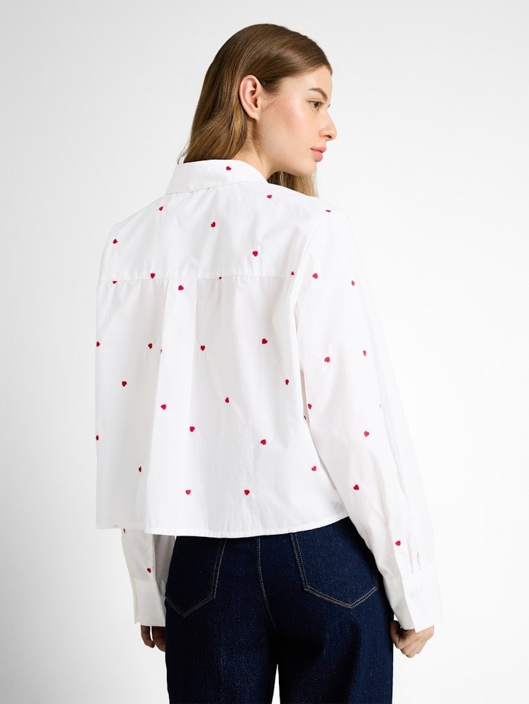 Boxy Fit Hemdbluse mit Stickereien