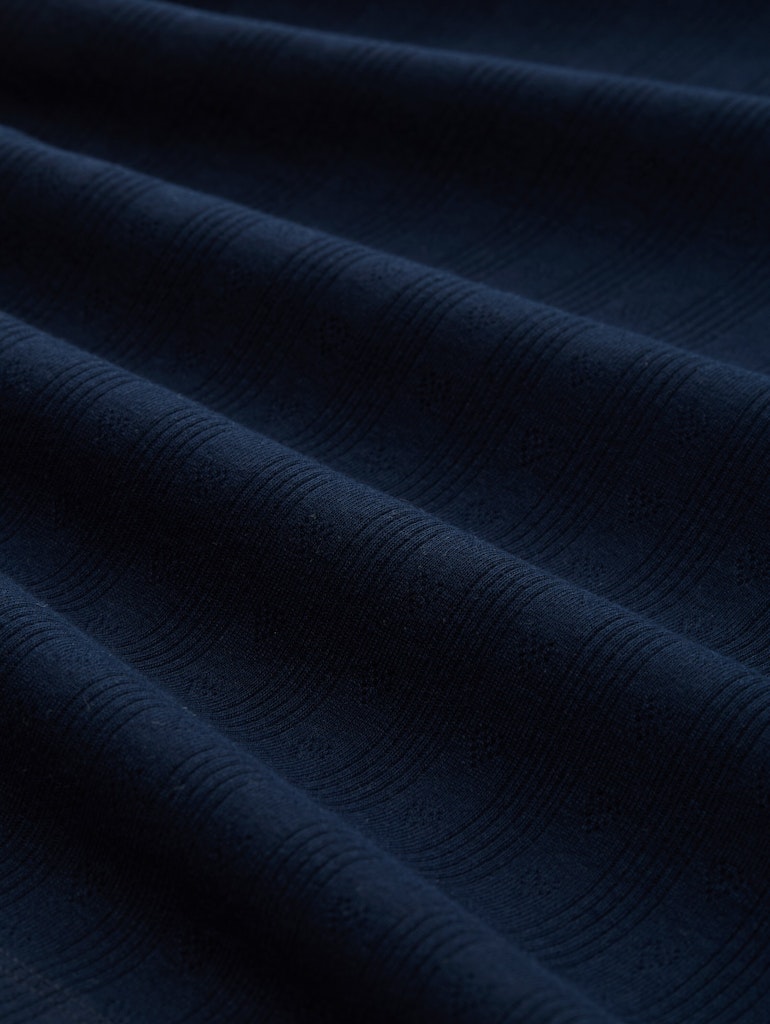 Pointelle Langarmshirt mit Deko-Knopfleiste