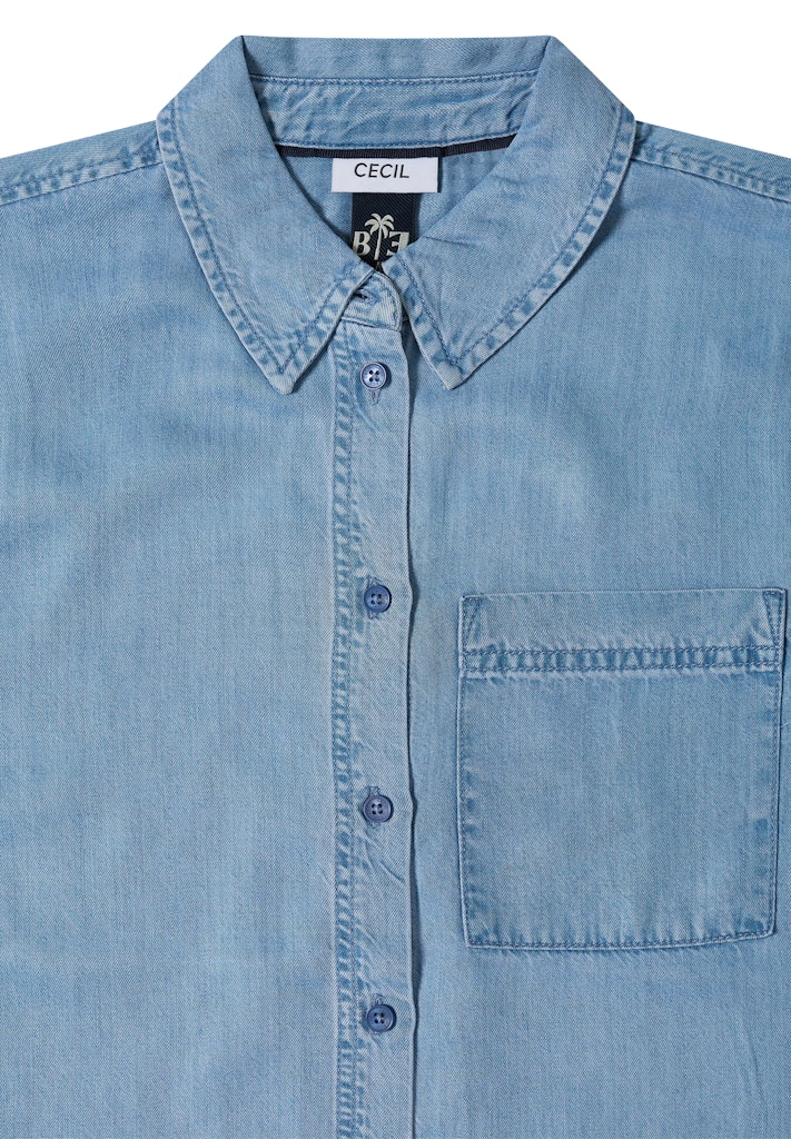 Kurzarm Hemdbluse im Denim-Look