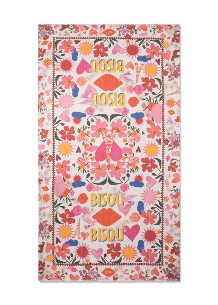 Schal aus reiner Baumwolle mit Mustermix und BISOU-Schriftzug