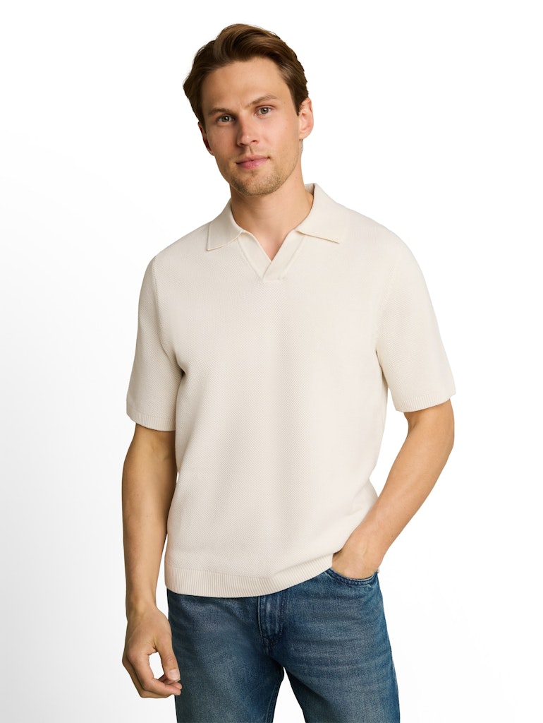 Piqué Strick-Poloshirt aus Baumwolle