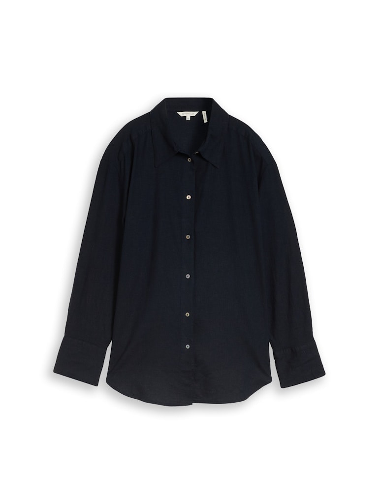 Oversize Hemdbluse mit Leinenanteil