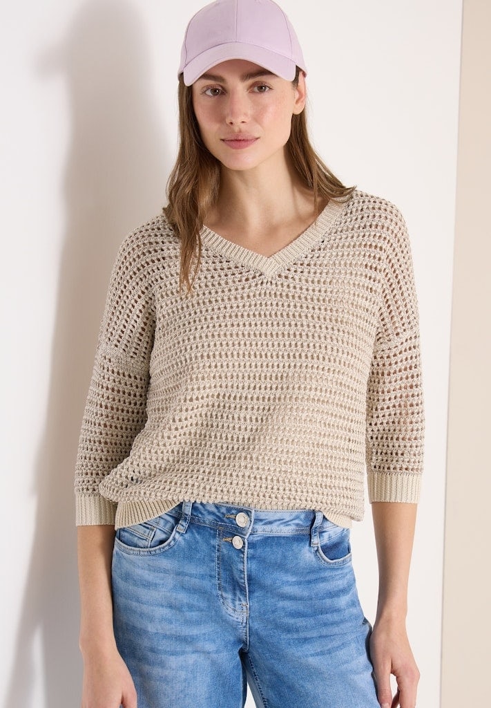 Pullover mit V-Neck und Garnmix