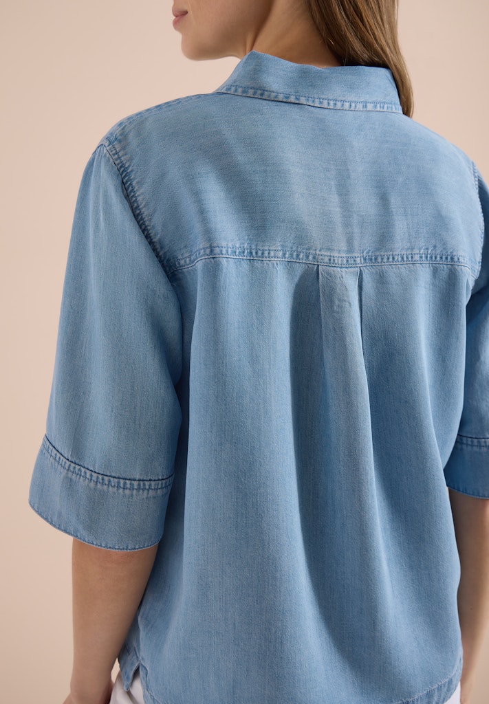 Kurzarm Hemdbluse im Denim-Look