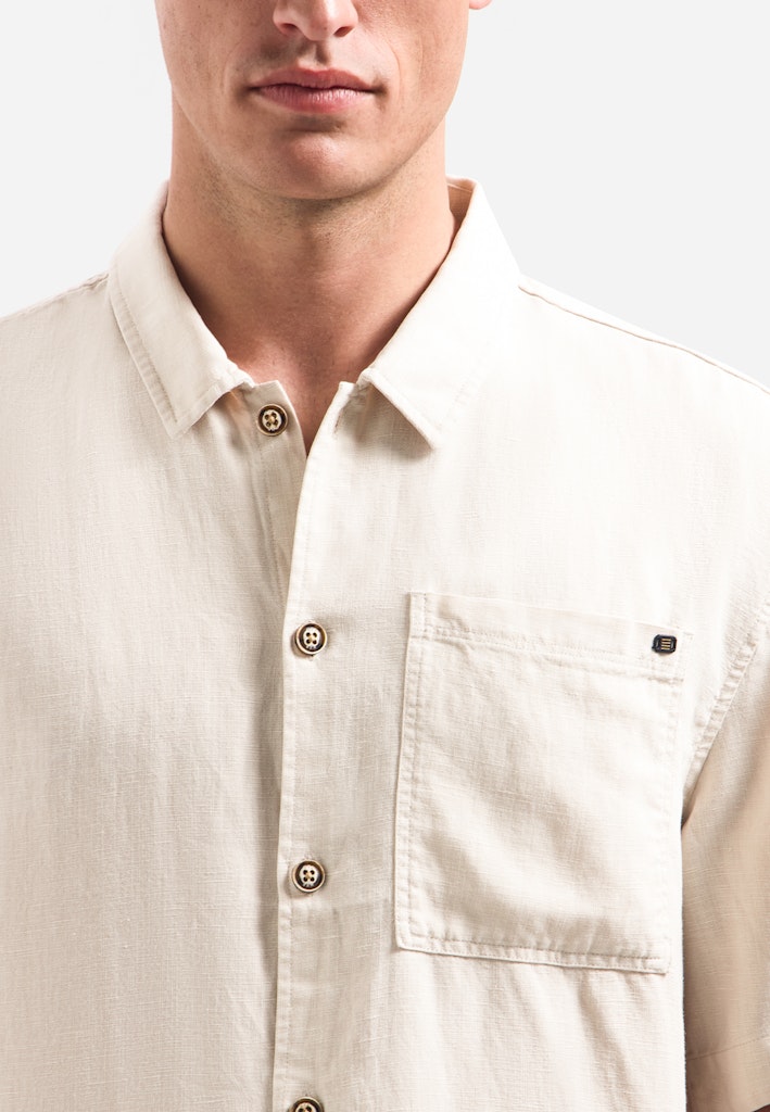 Shirt Short Sleeve With Linen, Garment Dyed