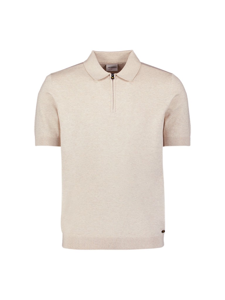 Pullover Short Sleeve Polo Zip Melange