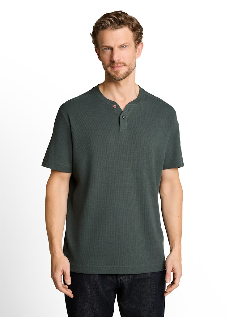 Henley T-Shirt mit Waffelstruktur