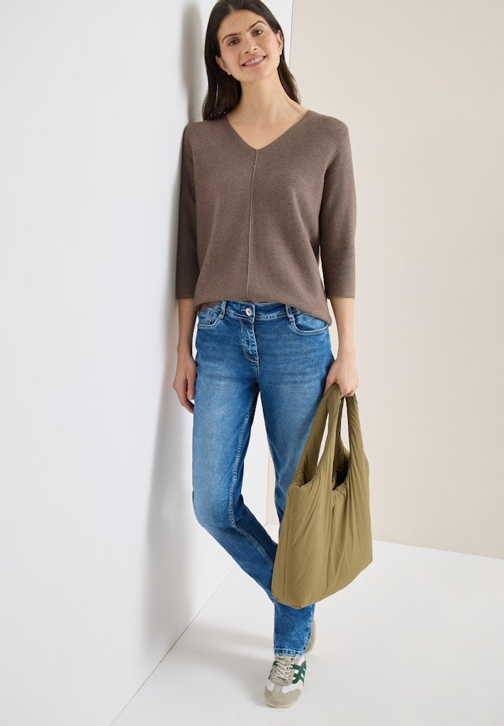 3/4-Arm Pullover mit Struktur