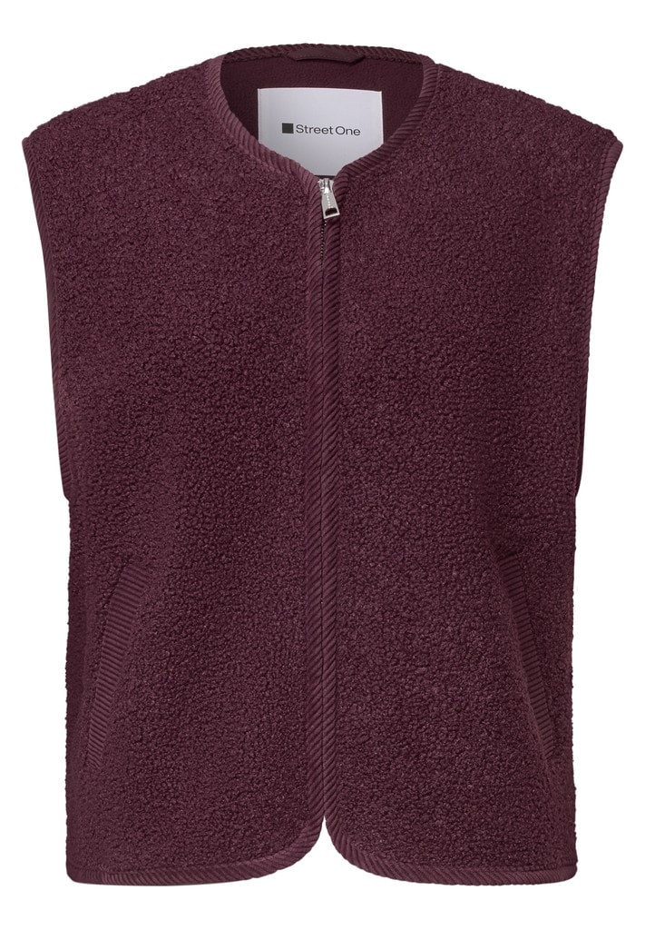 Teddy-Weste mit Zipper und Corddetails