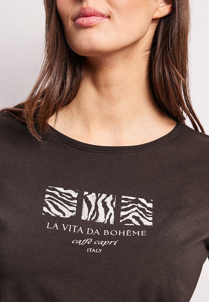 Basic T-Shirt mit Rundhals und Print