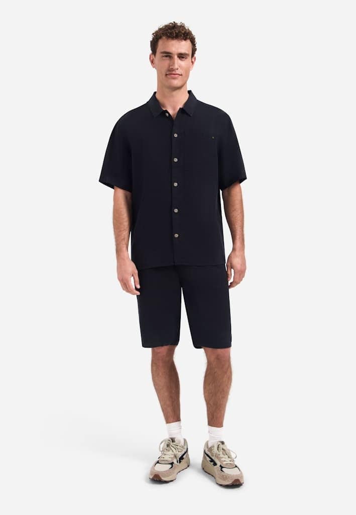 Shirt Short Sleeve With Linen, Garment Dyed