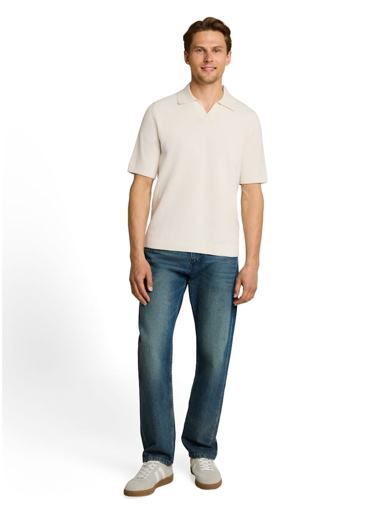 Piqué Strick-Poloshirt aus Baumwolle