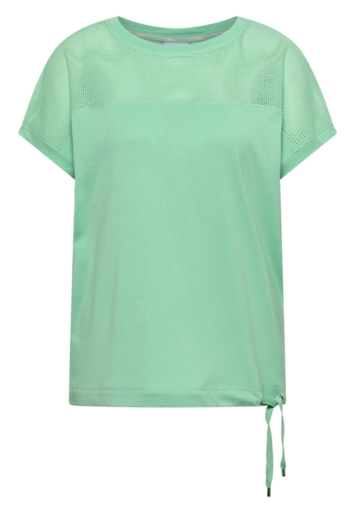 T-Shirt mit Boatneck und Mesh-Einsatz