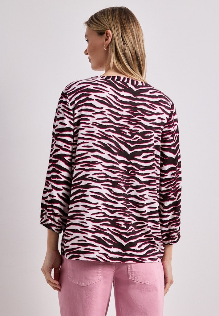 Shirt mit Split Neck und Strukturmix