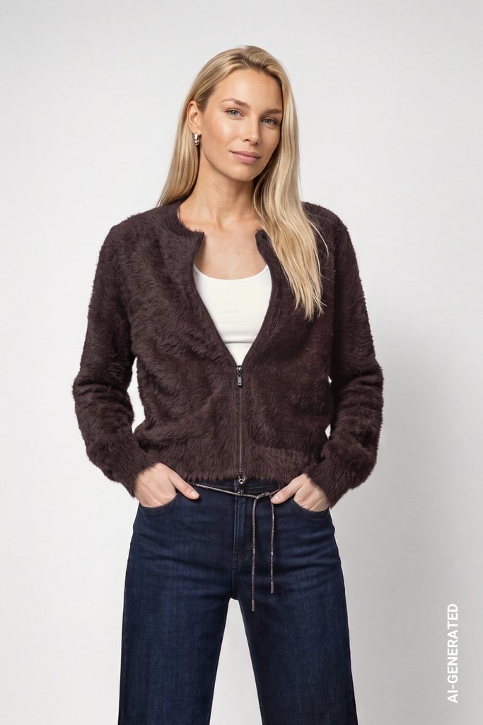 Strickjacke mit flauschiger Haptik