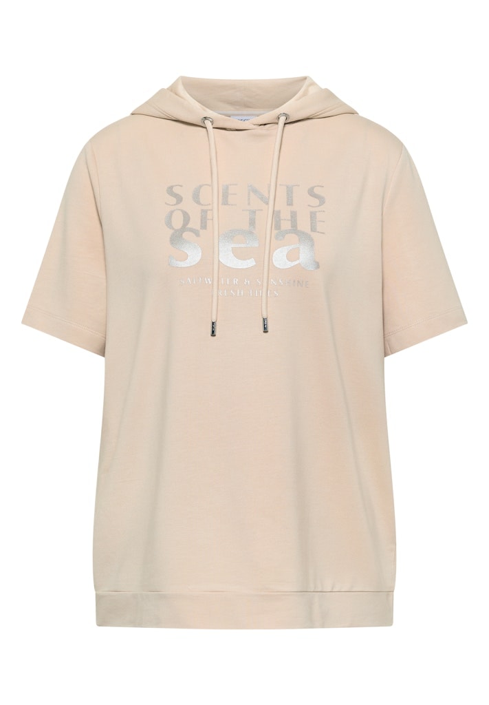 Kurzarm Shirt mit Kapuze und Wording