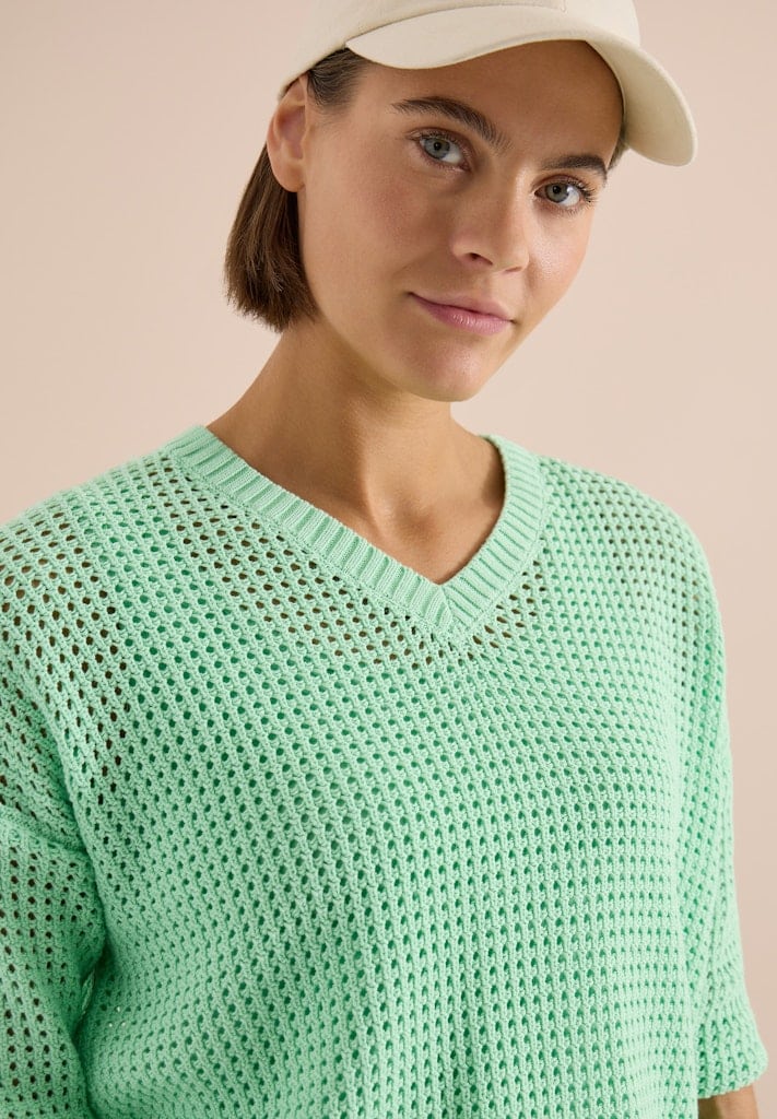 Kurzarm Pullover im Crochet-Look