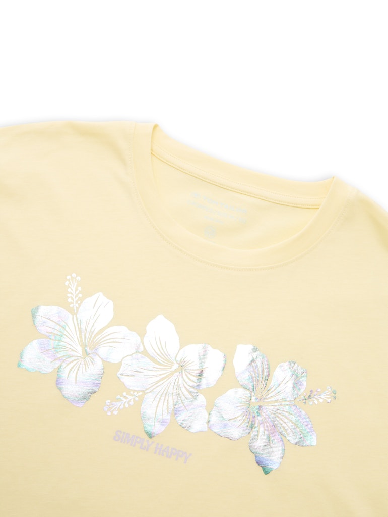 Cropped T-Shirt mit Glitzer-Print