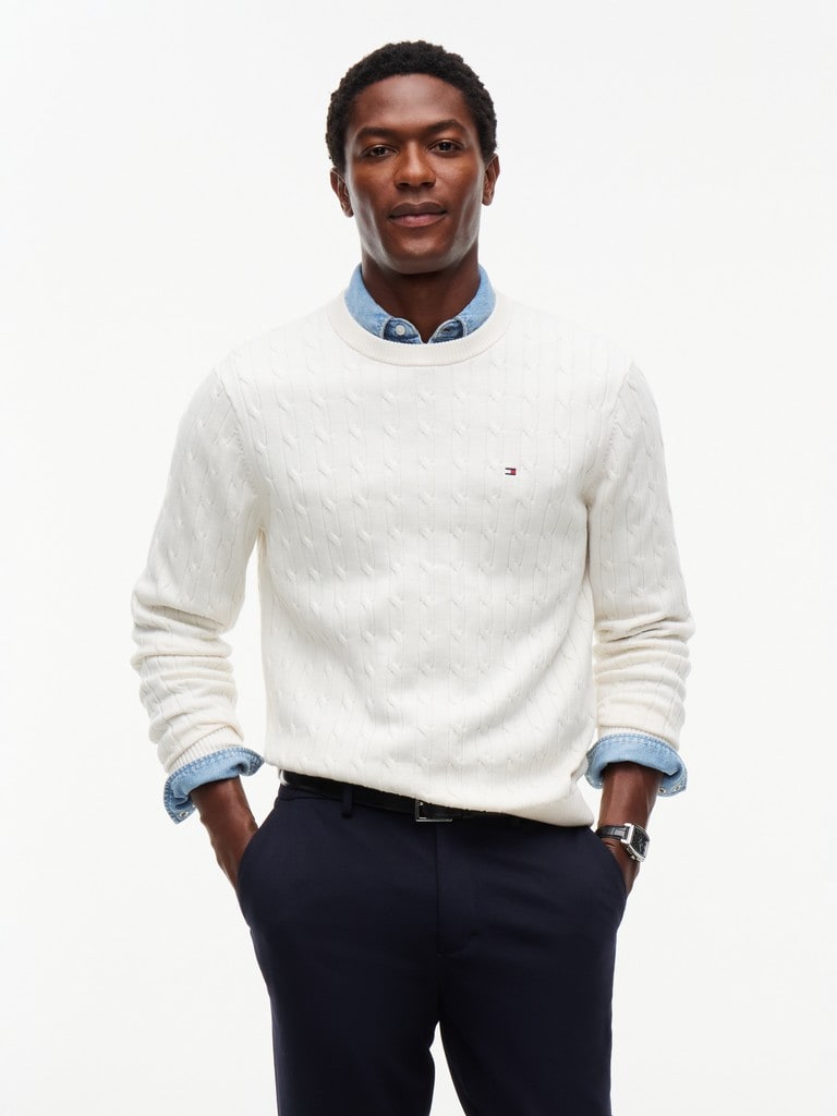 CLASSIC COTTON CABLE CREW NECK