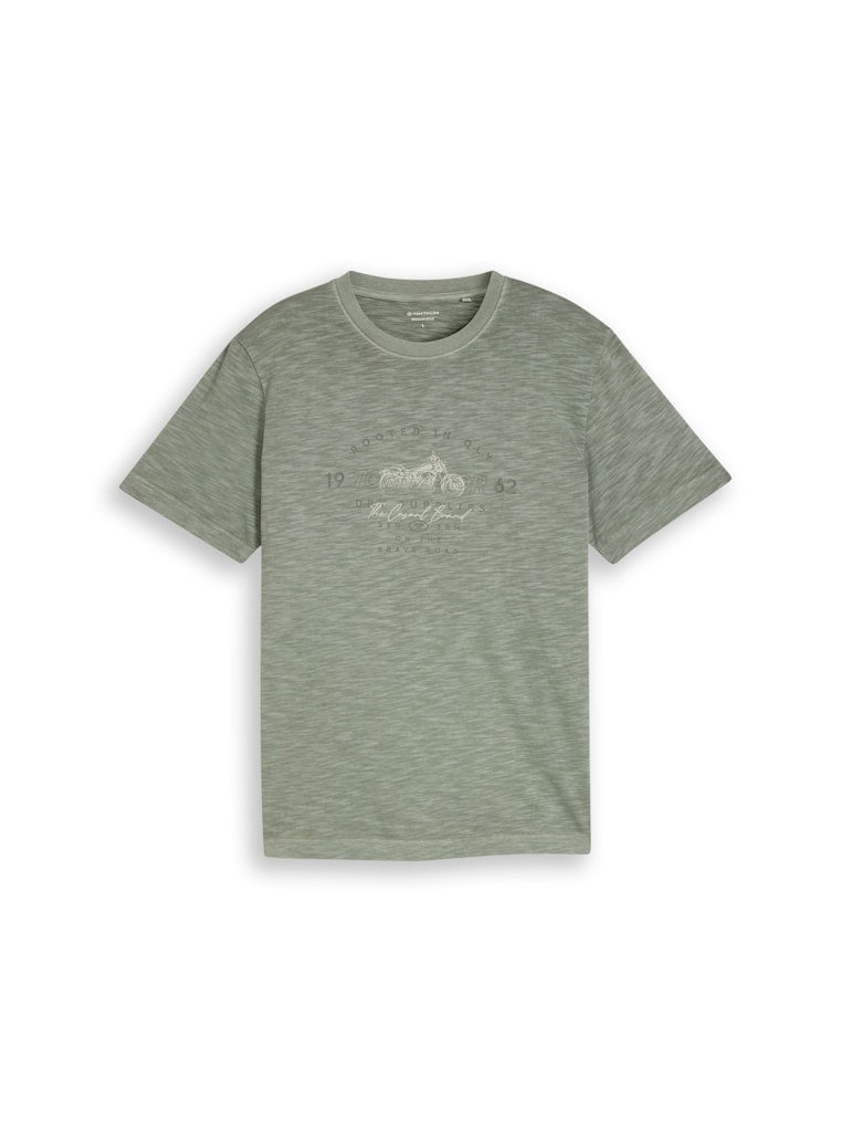 T-Shirt in Melange-Optik mit Print